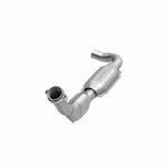 MagnaFlow 93129 hm grade direct-fit catalytic converter, opposite front three-quarter view of the turntable spin