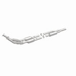 MagnaFlow 5461873 carb direct-fit catalytic converter, front three-quarter view of the turntable spin