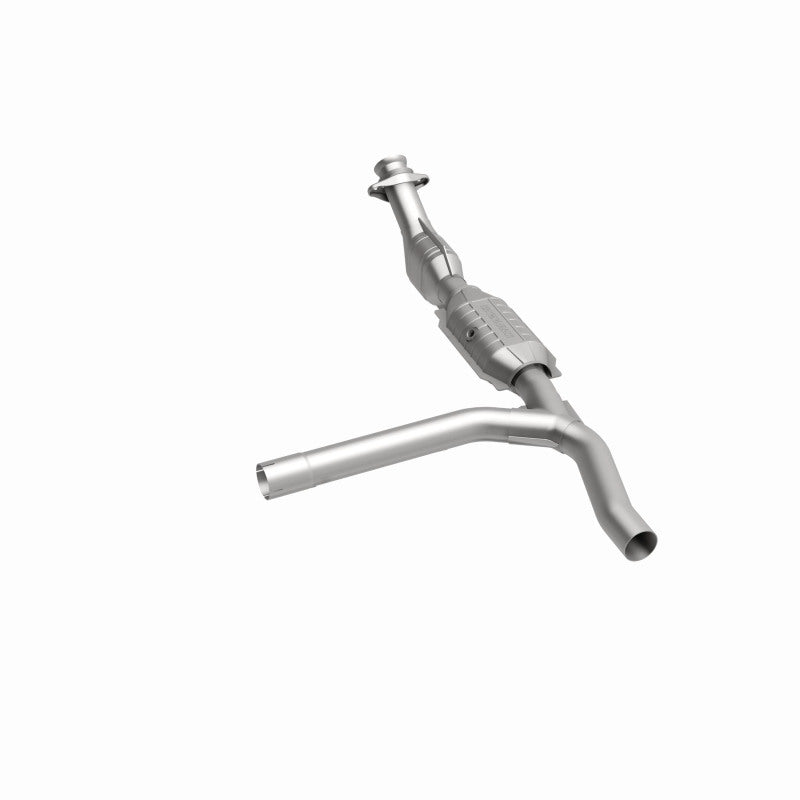 MagnaFlow 93122 hm grade direct-fit catalytic converter, rear three-quarter view of the turntable spin