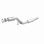 MagnaFlow 49904 oem grade direct-fit catalytic converter, front three-quarter view of the turntable spin