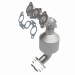MagnaFlow 50687 hm grade manifold converter, front three-quarter view of the turntable spin