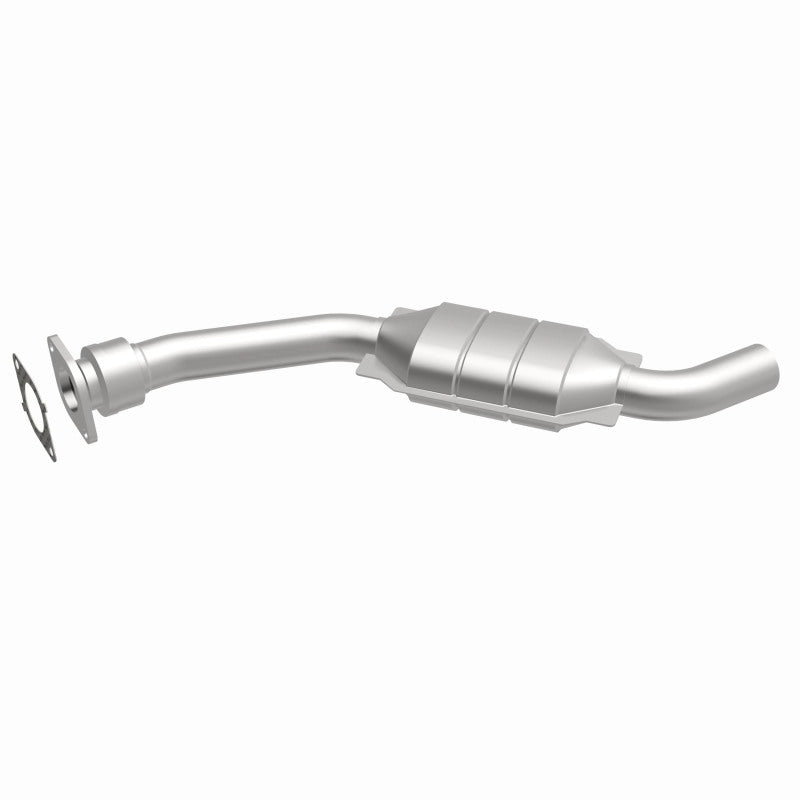 MagnaFlow 25207 hm grade direct-fit catalytic converter, front three-quarter view of the turntable spin