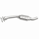MagnaFlow 25207 hm grade direct-fit catalytic converter, front three-quarter view of the turntable spin