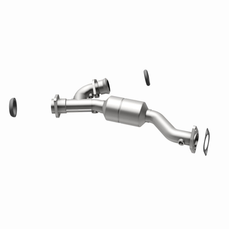 MagnaFlow 49512 oem grade direct-fit catalytic converter, opposite rear three-quarter view of the turntable spin