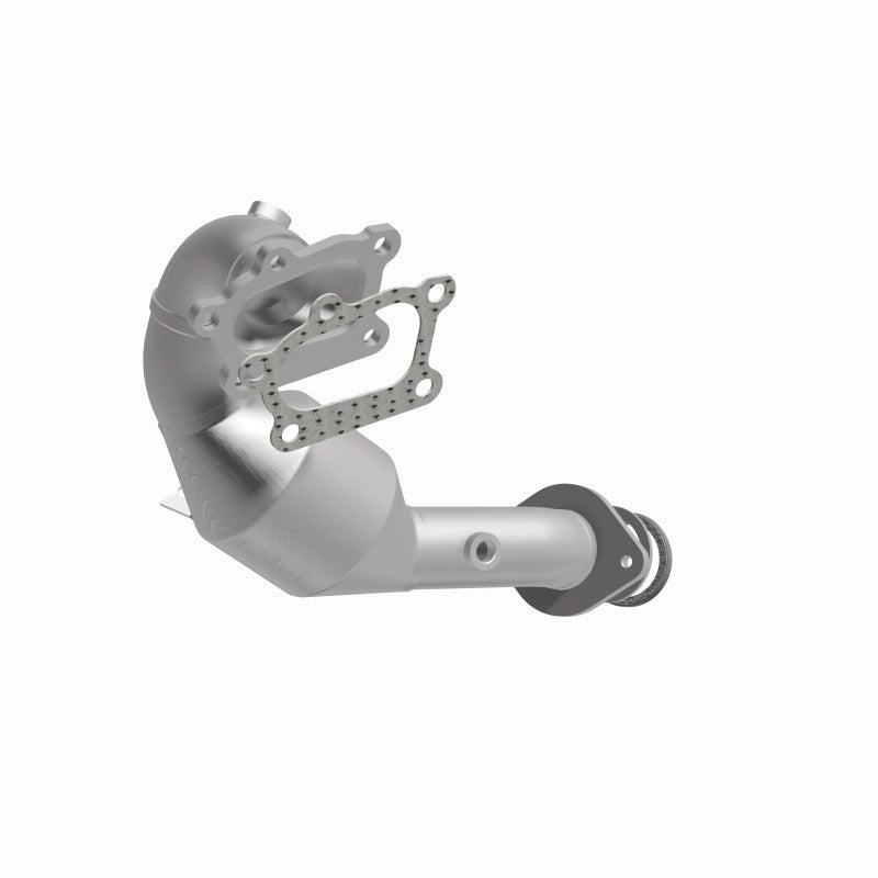 MagnaFlow 551545 carb direct-fit catalytic converter, front three-quarter view of the turntable spin
