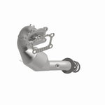 MagnaFlow 551545 carb direct-fit catalytic converter, front three-quarter view of the turntable spin