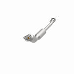 MagnaFlow 5411011 carb direct-fit catalytic converter, opposite front three-quarter view of the turntable spin