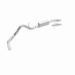 MagnaFlow 15000 street series cat-back exhaust, front three-quarter view of the turntable spin
