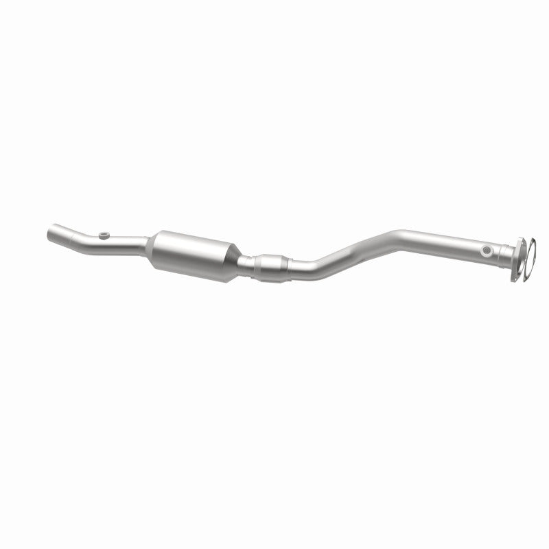 MagnaFlow 4481658 carb direct-fit catalytic converter, opposite rear three-quarter view of the turntable spin