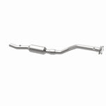 MagnaFlow 4481658 carb direct-fit catalytic converter, opposite rear three-quarter view of the turntable spin