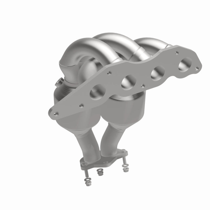 MagnaFlow 50715 hm grade manifold converter, front three-quarter view of the turntable spin