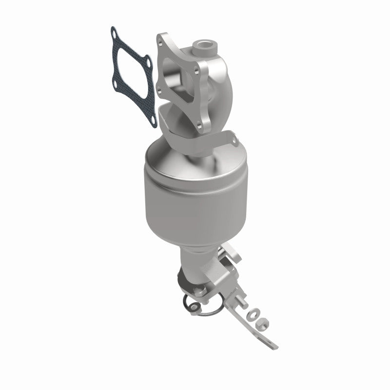 MagnaFlow 5582893 carb manifold converter, front three-quarter view of the turntable spin