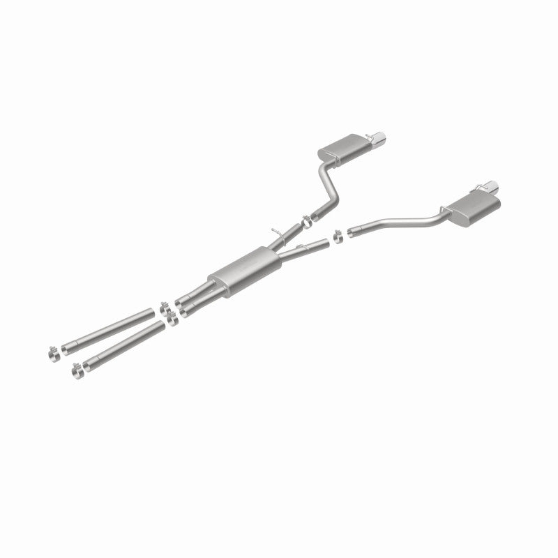 MagnaFlow 15628 street series cat-back exhaust, rear view of the turntable spin