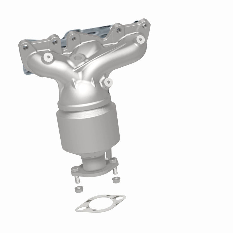 MagnaFlow 52781 oem grade manifold converter, rear three-quarter view of the turntable spin