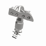 MagnaFlow 52520 oem grade manifold converter, opposite front three-quarter view of the turntable spin