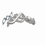 MagnaFlow 51198 oem grade manifold converter, opposite front three-quarter view of the turntable spin