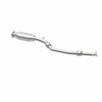 MagnaFlow 93331 hm grade direct-fit catalytic converter, opposite rear three-quarter view of the turntable spin