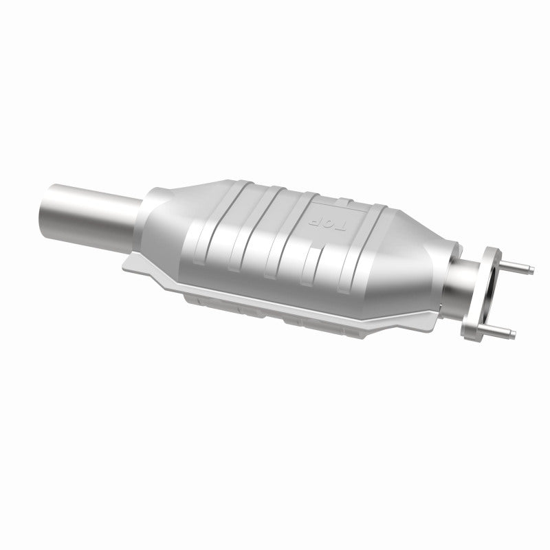 MagnaFlow 49981 oem grade direct-fit catalytic converter, opposite rear three-quarter view of the turntable spin