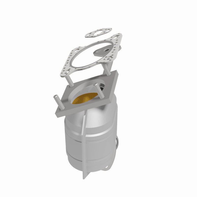 MagnaFlow 23649 epa direct-fit catalytic converter, side view of the turntable spin
