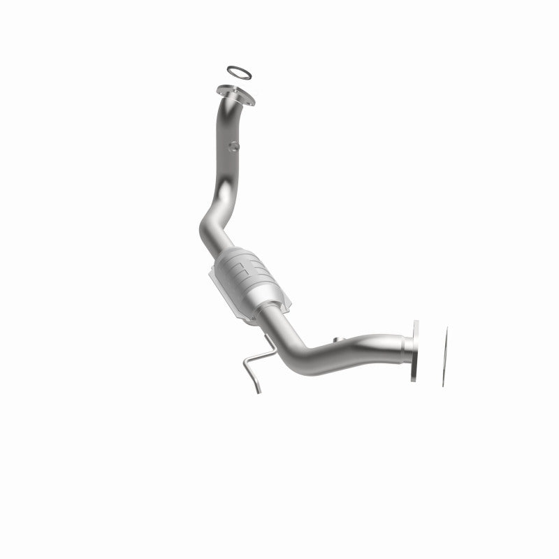 MagnaFlow 49430 oem grade direct-fit catalytic converter, rear three-quarter view of the turntable spin