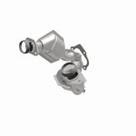 MagnaFlow 49401 oem grade direct-fit catalytic converter, opposite front three-quarter view of the turntable spin