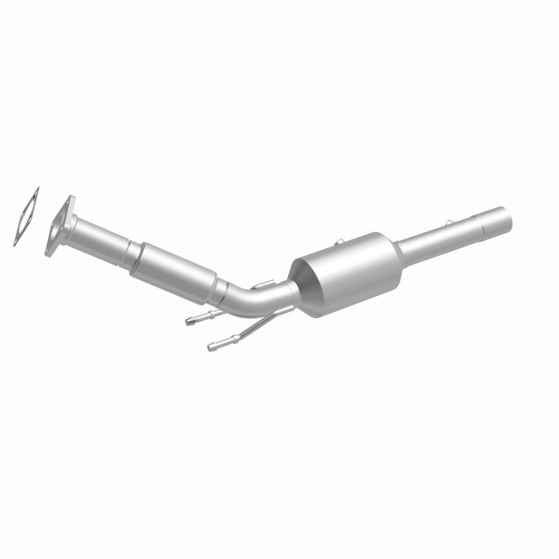 MagnaFlow 5561990 carb direct-fit catalytic converter, front three-quarter view of the turntable spin