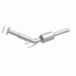 MagnaFlow 5561990 carb direct-fit catalytic converter, front three-quarter view of the turntable spin