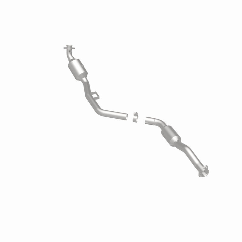 MagnaFlow 5411665 carb direct-fit catalytic converter, rear three-quarter view of the turntable spin