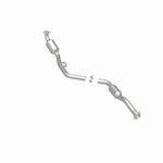 MagnaFlow 5411665 carb direct-fit catalytic converter, rear three-quarter view of the turntable spin