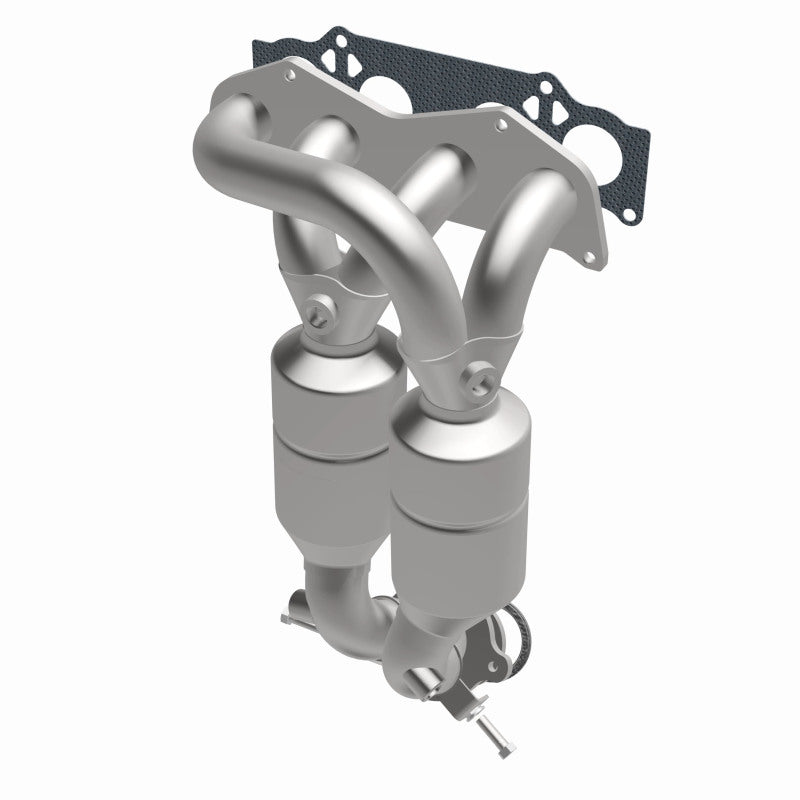 MagnaFlow 51830 oem grade manifold converter, opposite front three-quarter view of the turntable spin