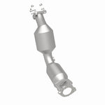 MagnaFlow 5411050 carb direct-fit catalytic converter, rear three-quarter view of the turntable spin