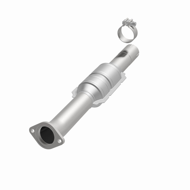 MagnaFlow 52108 oem grade direct-fit catalytic converter, opposite front three-quarter view of the turntable spin