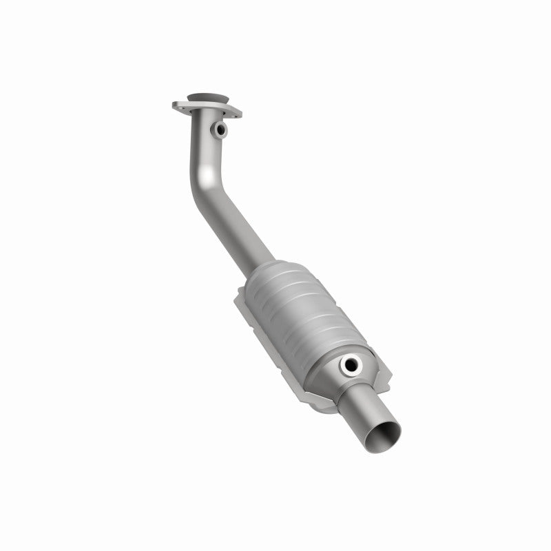 MagnaFlow 24430 hm grade direct-fit catalytic converter, rear three-quarter view of the turntable spin