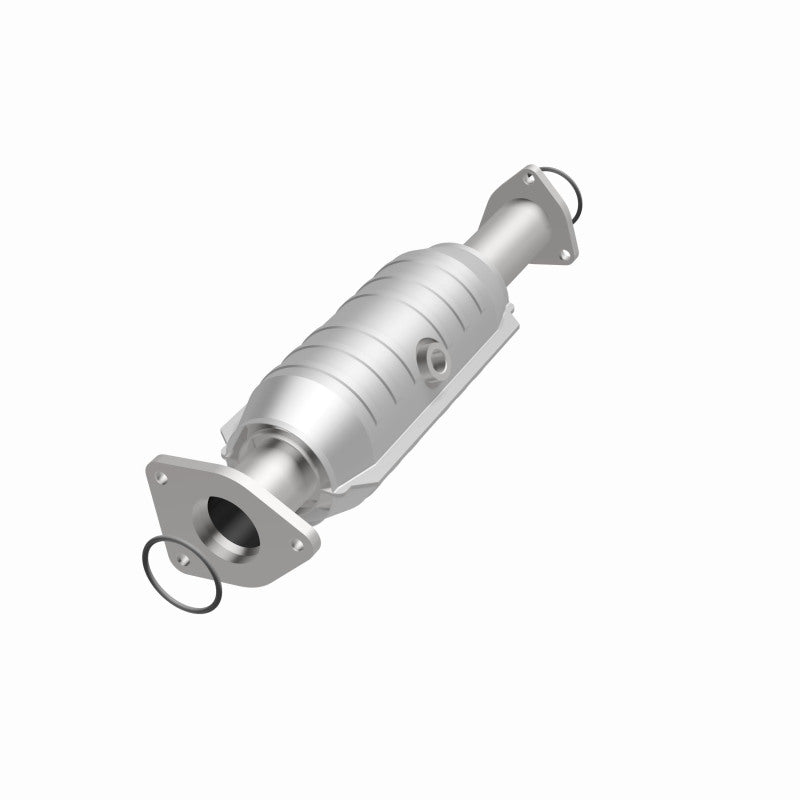 MagnaFlow 49026 oem grade direct-fit catalytic converter, opposite front three-quarter view of the turntable spin