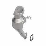 MagnaFlow 5561837 carb direct-fit catalytic converter, front three-quarter view of the turntable spin