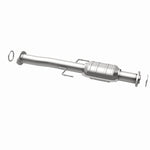 MagnaFlow 23757 hm grade direct-fit catalytic converter, opposite rear three-quarter view of the turntable spin