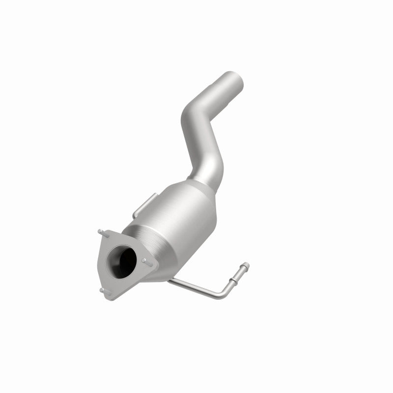 MagnaFlow 24185 hm grade direct-fit catalytic converter, opposite front three-quarter view of the turntable spin