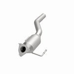 MagnaFlow 24185 hm grade direct-fit catalytic converter, opposite front three-quarter view of the turntable spin