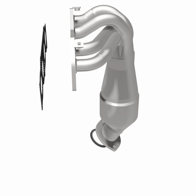 MagnaFlow 5531291 carb manifold converter, rear three-quarter view of the turntable spin