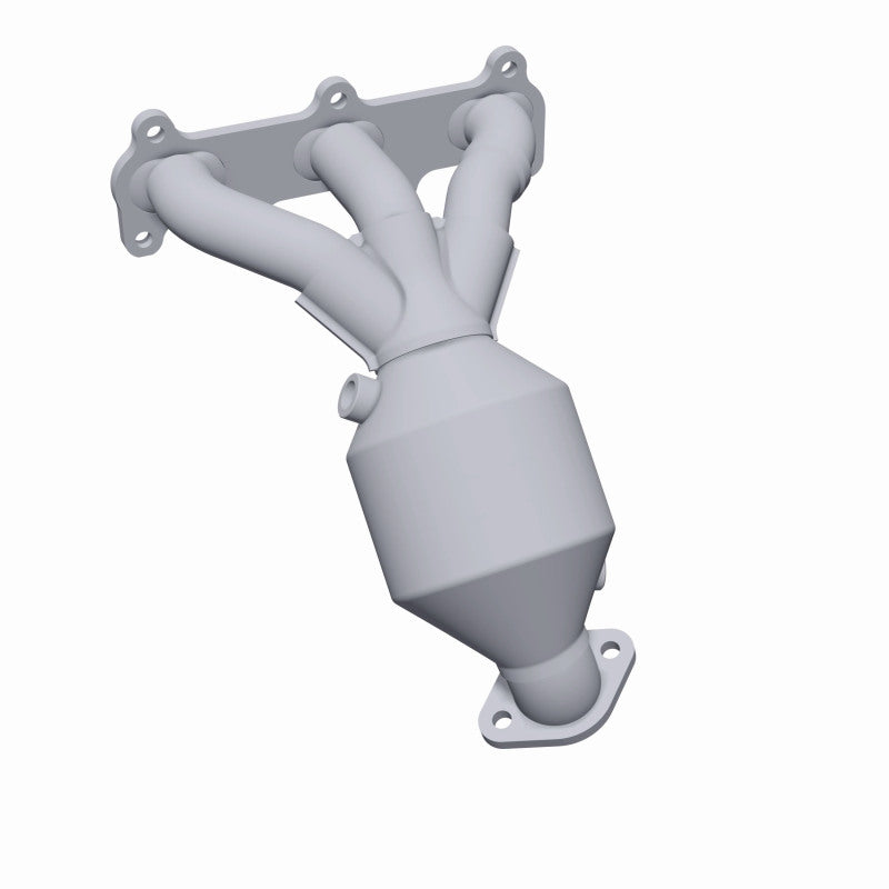 MagnaFlow 49302 oem grade manifold converter, rear three-quarter view of the turntable spin