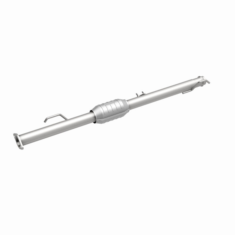 MagnaFlow 93663 hm grade direct-fit catalytic converter, front three-quarter view of the turntable spin