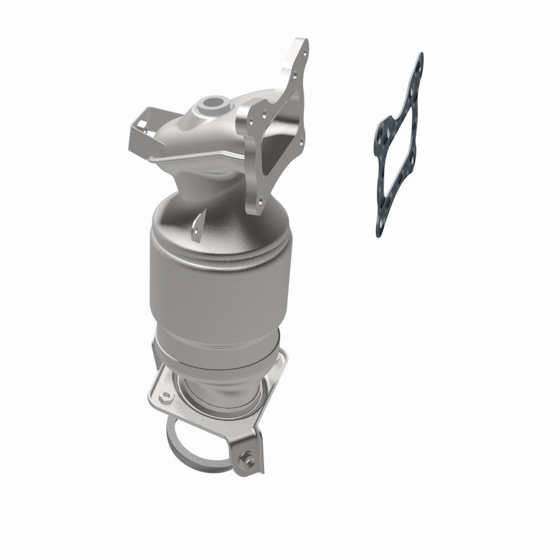 MagnaFlow 52020 oem grade manifold converter, opposite rear three-quarter view of the turntable spin