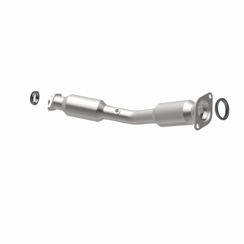MagnaFlow 5411166 carb direct-fit catalytic converter, opposite rear three-quarter view of the turntable spin