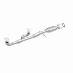 MagnaFlow 24395 hm grade direct-fit catalytic converter, front three-quarter view of the turntable spin