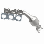 MagnaFlow 51401 oem grade manifold converter, front three-quarter view of the turntable spin
