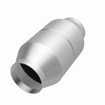 MagnaFlow 60110 universal catalytic converter, opposite front three-quarter view of the turntable spin