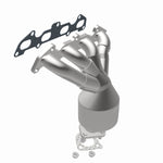 MagnaFlow 452040 carb manifold converter, opposite rear three-quarter view of the turntable spin