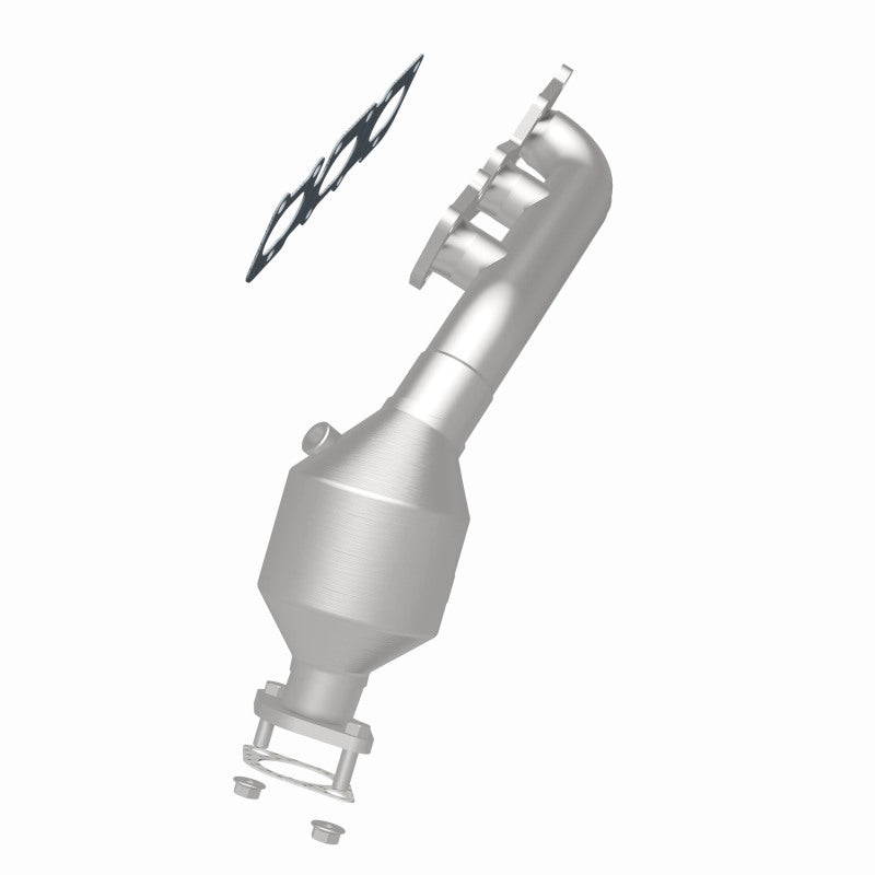 MagnaFlow 51401 oem grade manifold converter, rear three-quarter view of the turntable spin