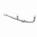 MagnaFlow 23276 hm grade direct-fit catalytic converter, opposite rear three-quarter view of the turntable spin