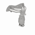 MagnaFlow 52520 oem grade manifold converter, rear three-quarter view of the turntable spin